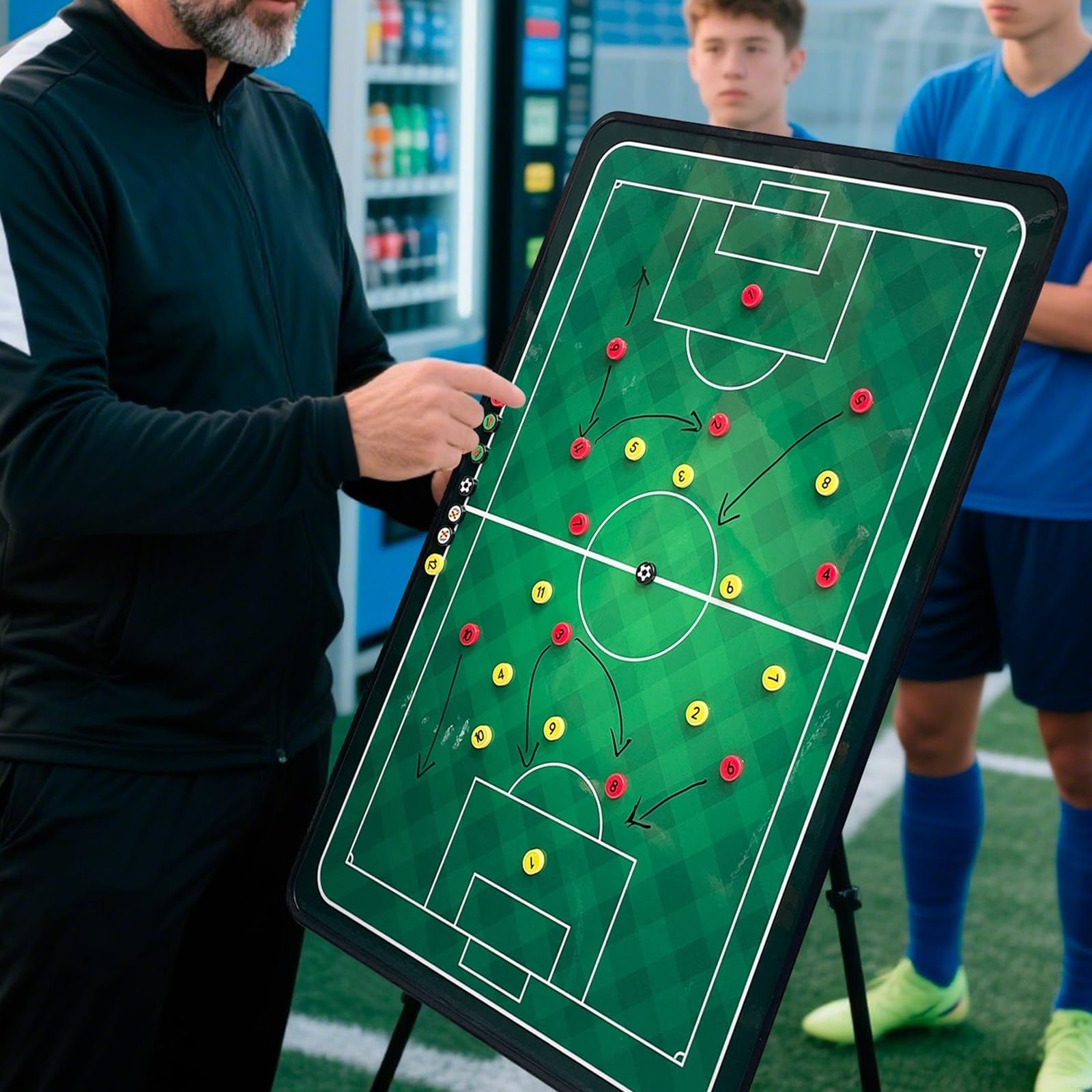 Lavagnetta per Allenatore Calcio, Lavagna Magnetica Calcio, con Treppiede e Borsa per Il Trasporto, Materiale Resistente, Facile da Trasportare, Ideale per L'insegnamento