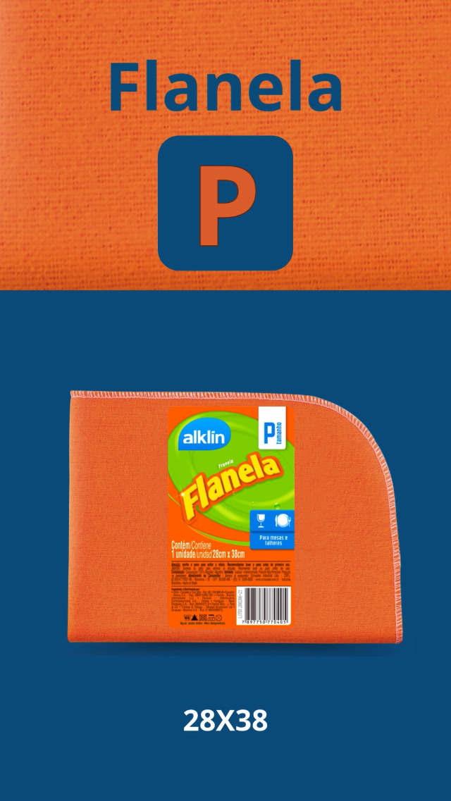 Flanela 28X38 cm P Emb. Econômica, Alklin, Laranja : Amazon.com.br
