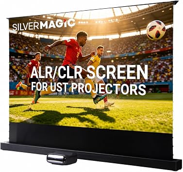 ALR/CLR Motorized Floor Rising Projector Screen for UST Projectors 100, 95% Ambient Light Rejecting, 4K/8K Ultra HD, Active 3D, for Home Theater Living Room Bedroom Office
