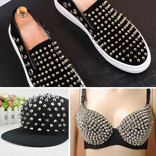 Miniatura 5 de 300 piezas de acrílico de 0.315 in con forma de cono de bala, remaches decorativos, cuentas de pirámide, picos artesanales para ropa