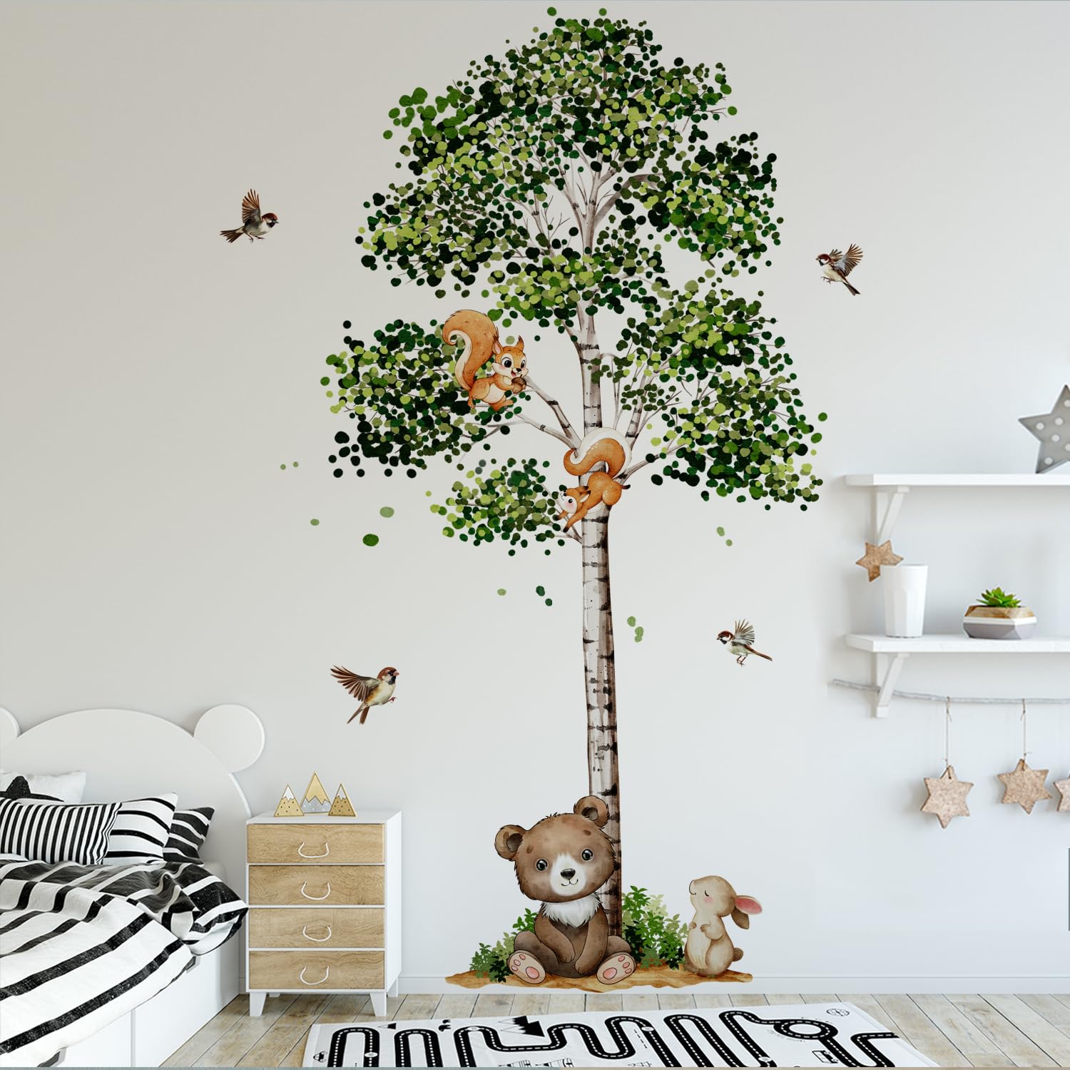 Autocollants muraux design bouleau pour chambre d'enfant