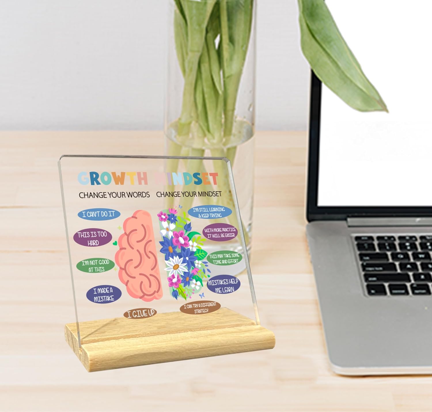 Change Your Words Change Your Mindse Inspirational Acrylic Desk Decorative Sign, Motivational Desk Decor for Office Home - Image 5