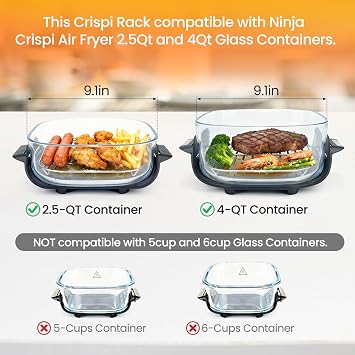 Crisper Rack for Ninja Crispi Air FN101, Grill Rack 4QT Air Flyer Replacement Parts for Ninja Crispi Accessories, Food Grade, Stainless Steel SUS304