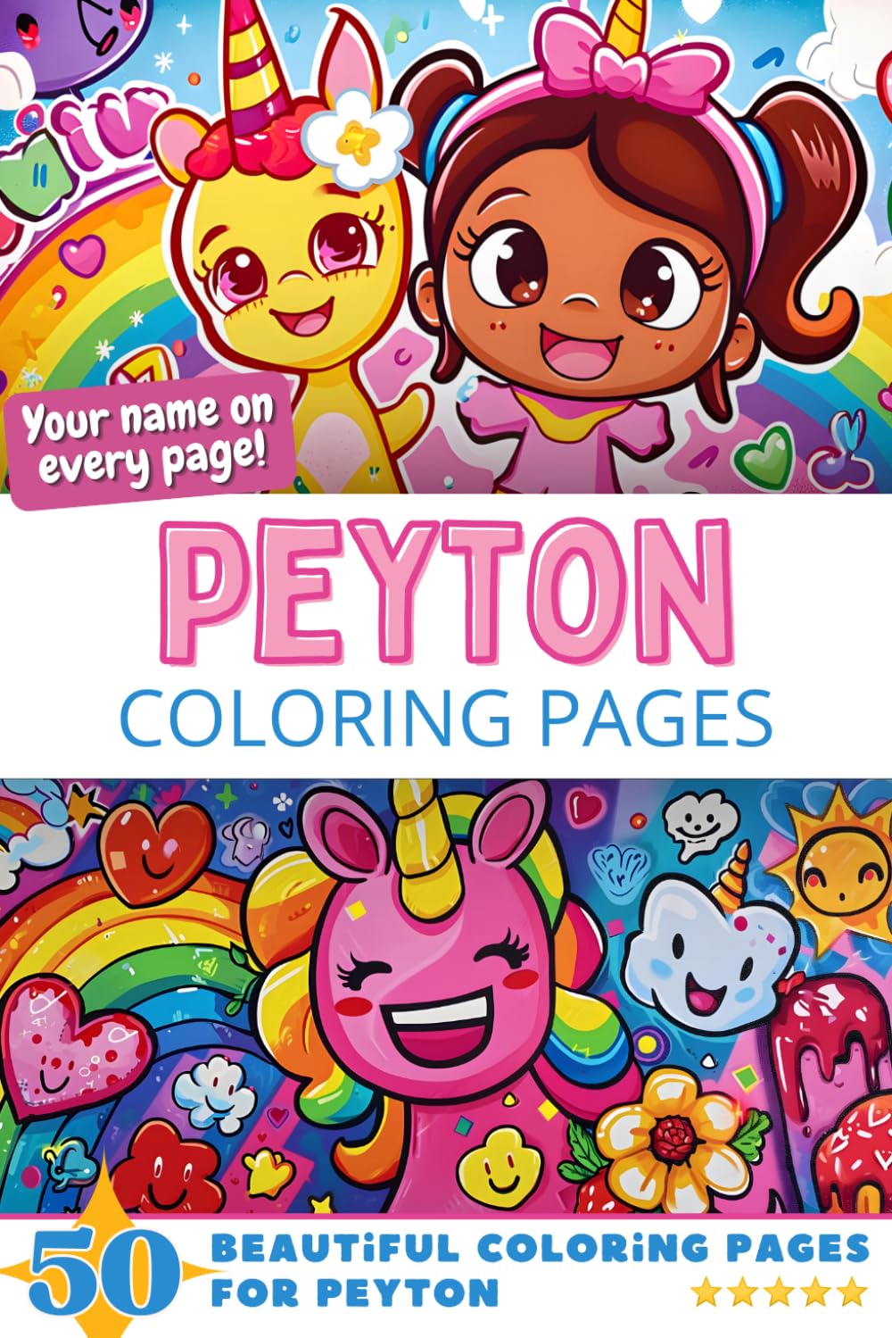 Peyton Coloring Pages: Wow-Effect! Your name on every page - Peyton coloring book - 6x9" - 50x Peyton coloring page - Fantastic Gift