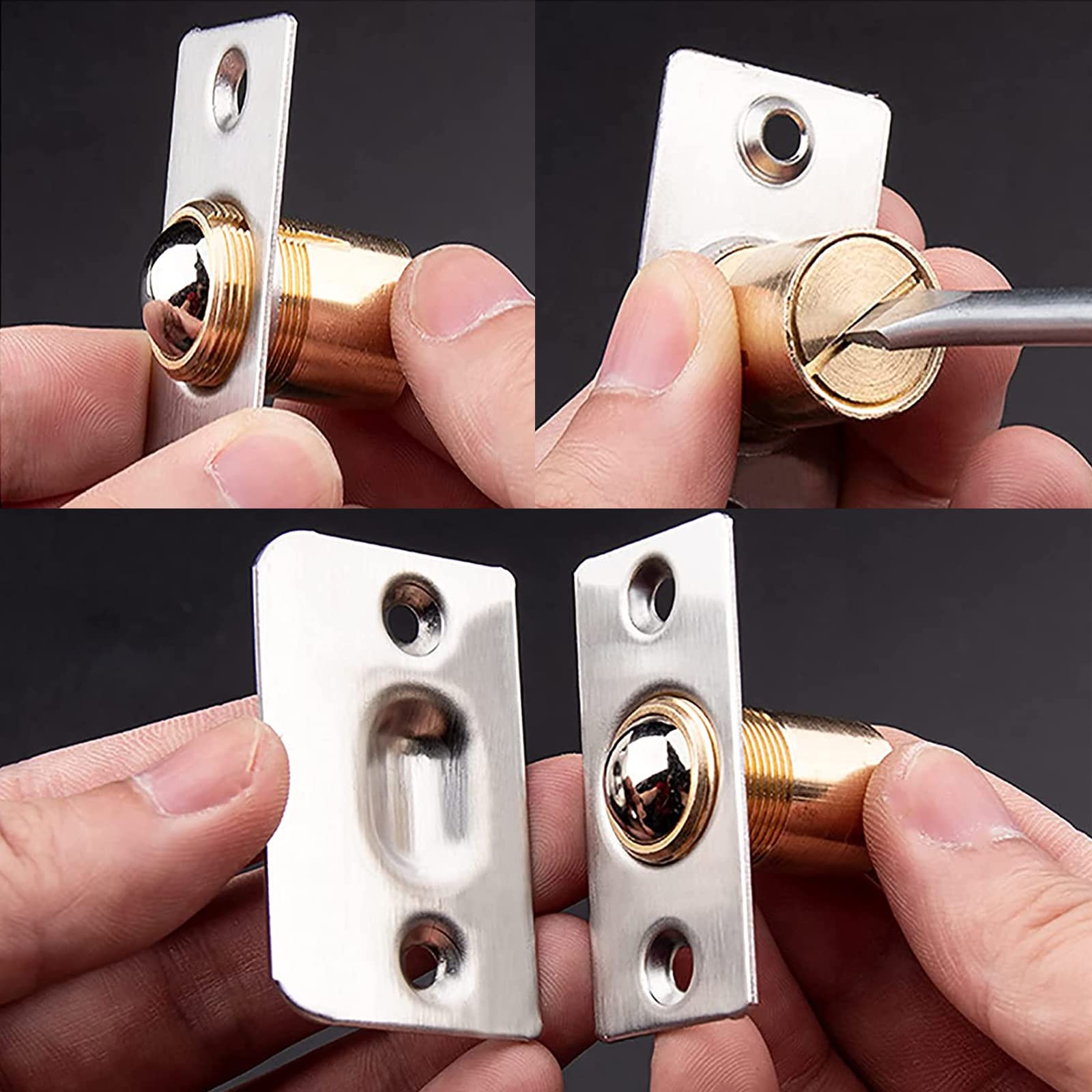 2 Chiusure A Sfera Per Porte - Acciaio Inox, Regolabili, Per Armadi E Mobili - Foto 2