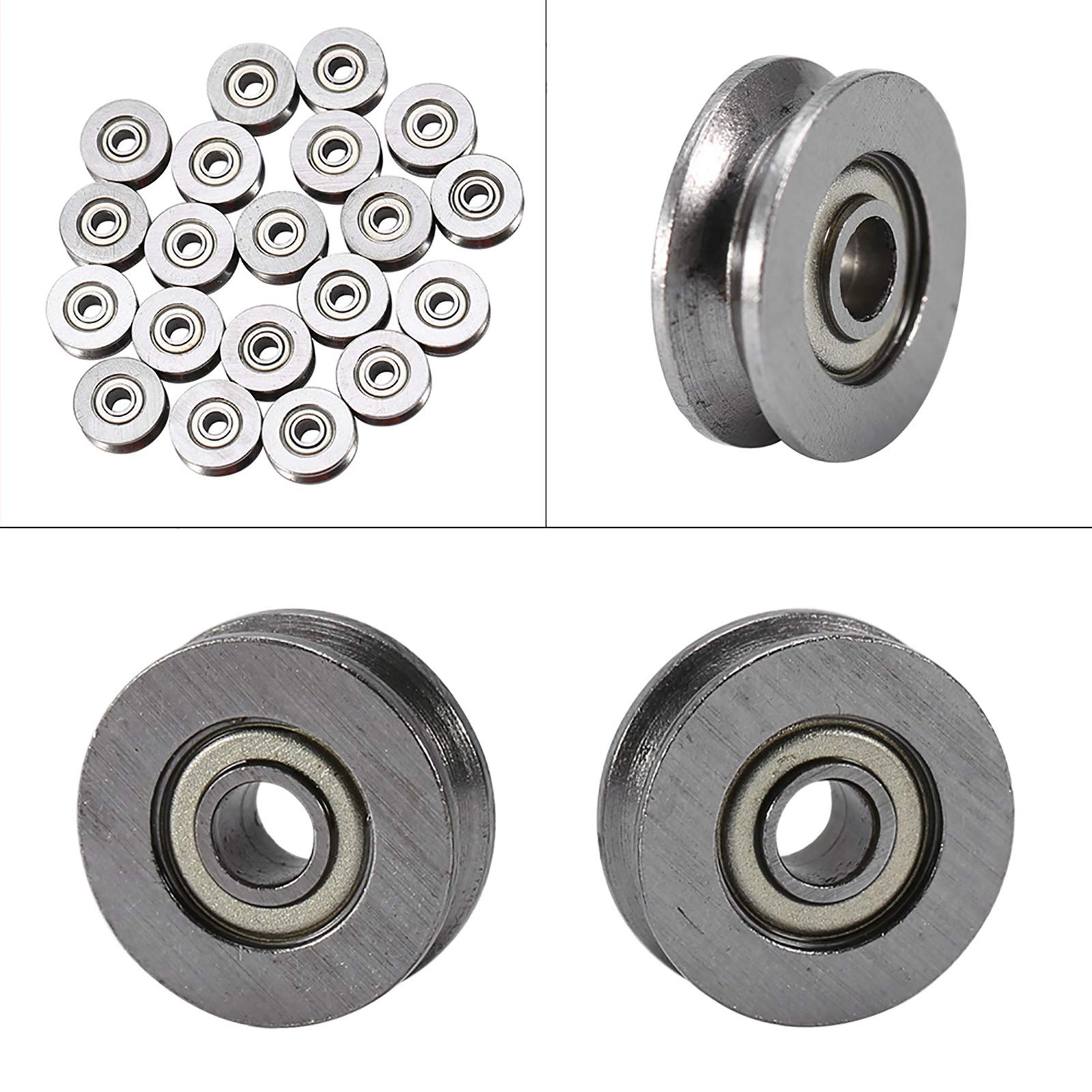 Roulement à Rouleaux V Groove 20 Pièces en Acier au Carbone avec 3mm Diamètre Intérieur pour Système de Poulie et Applications Mécaniques Professionnelles