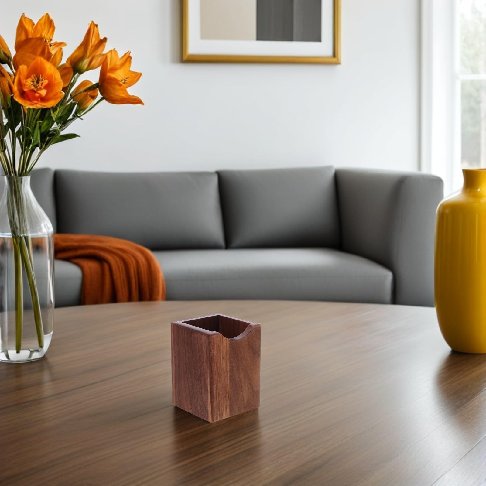 SEWACC 2 Piezas Portalápices de Nogal para Organizador de Madera Natural