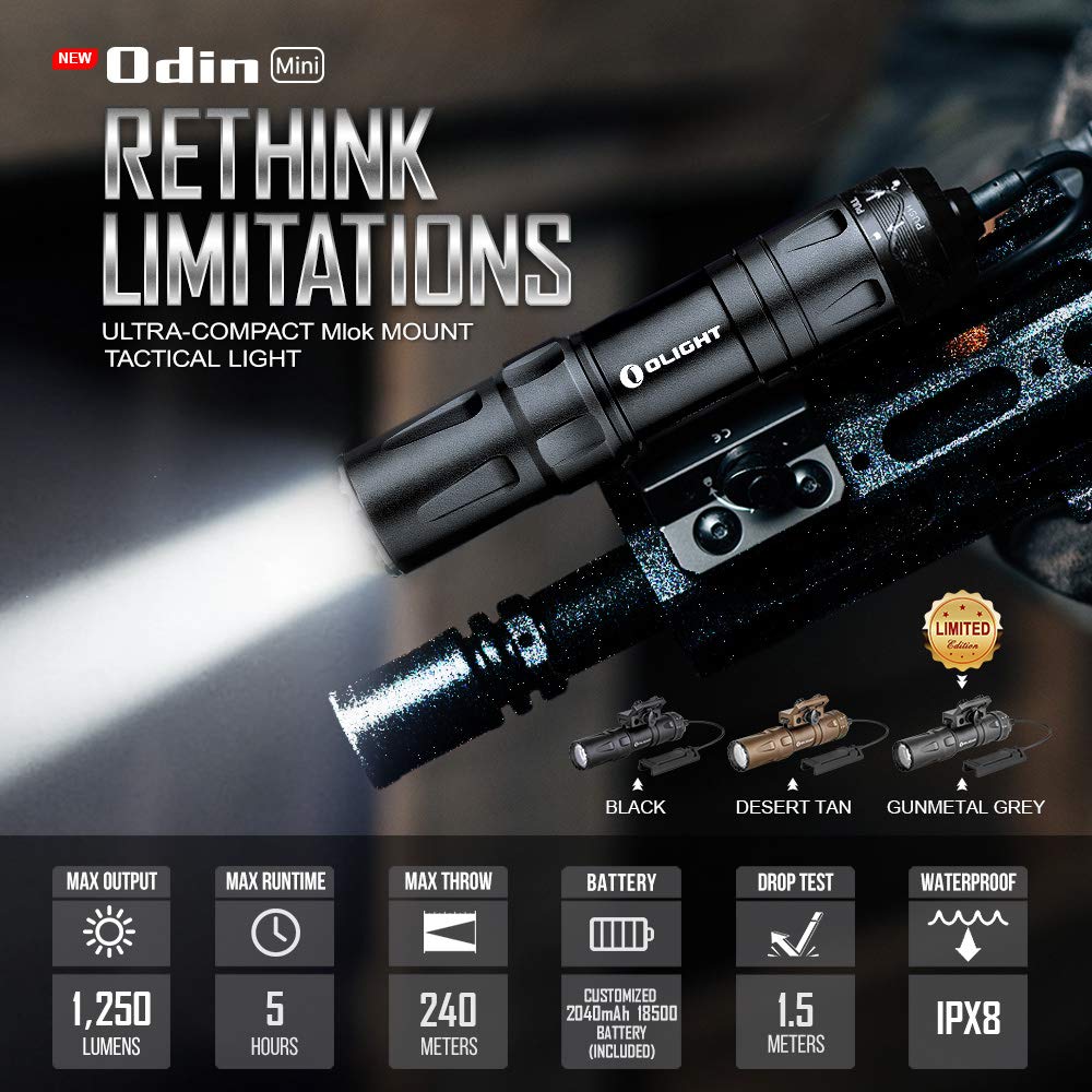 Buy OLIGHT Odin Mini 1250 Lumens Ultra Compact Rechargeable Mlok Mount