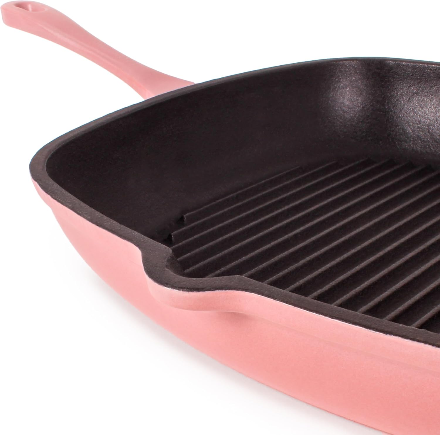 Berghoff 2Pc Neo Enameled Cast Iron Cookware Set, Grill Pan 11 Inches, Fry Pan 10 Inches, Oven Safe Up To 400°F, Pink