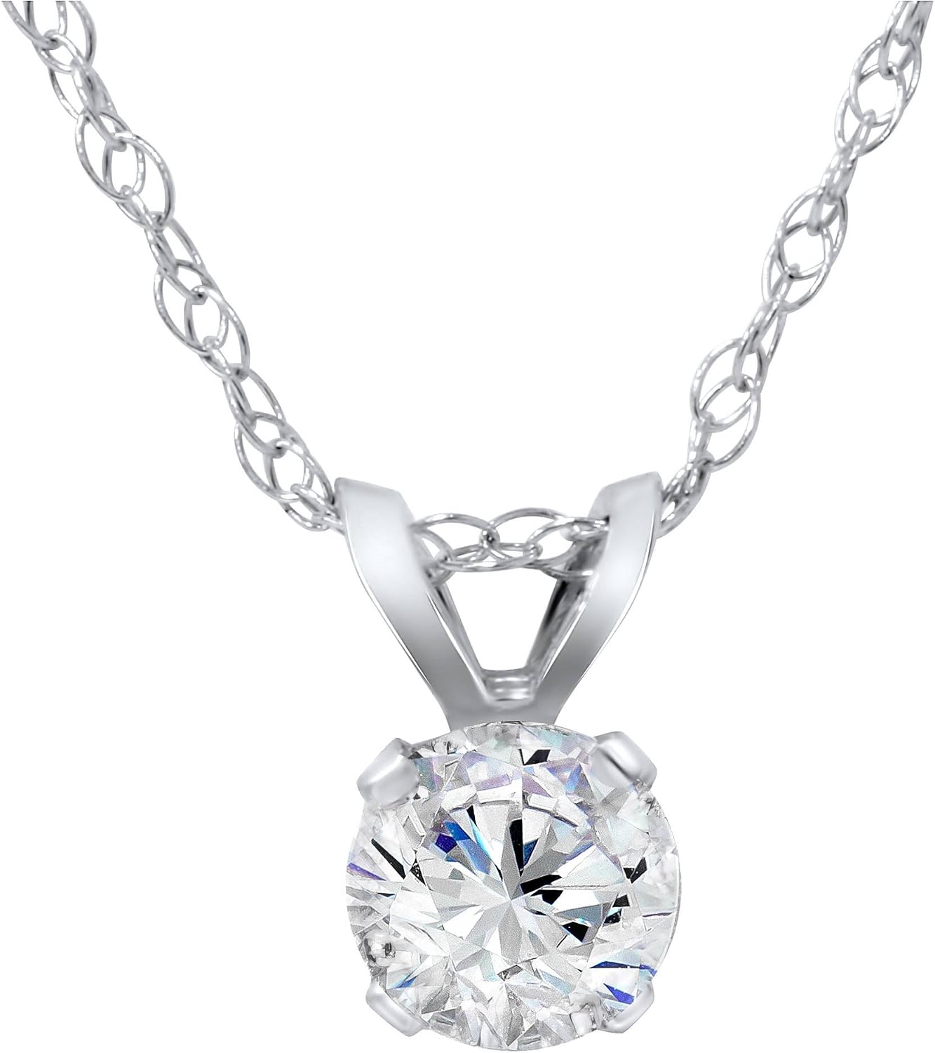 P3 POMPEII3 Pompeii 5/8ct Round Diamond Solitaire Pendant 14K White Gold