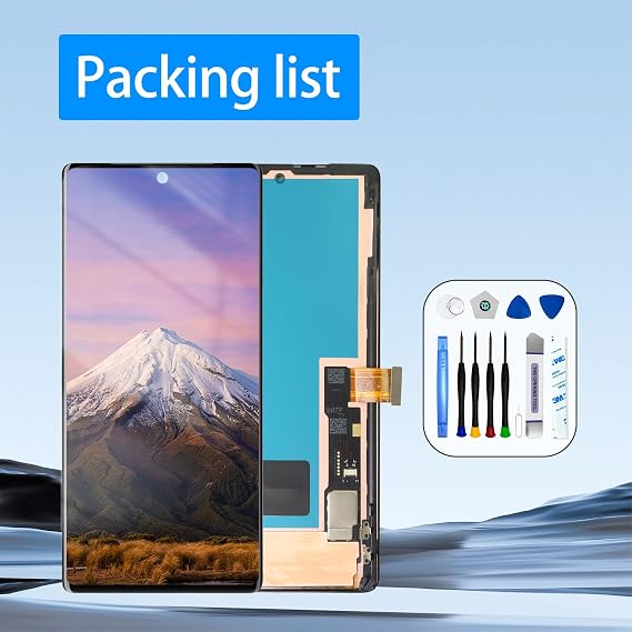 for Google Pixel 7 Pro AMOLED Screen Replacement for Google Pixel 7 Pro LCD Display Touch Screen Display Assembly Repair Kits with Frame GP4BC GE2AE (Fingerprint Cable Transfer Required)