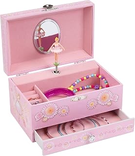 Jewelkeeper Pink Girl's Ballerina Musical Jewelry Box with Pullout Drawer, Jewel Storage Organizer Case, Swan Lake Tune - Ballerina Jewelry Box for Girls Musical