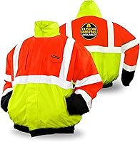 Vista 9 de KwikSafety Chaquetas reflectantes Bombarderos de trabajo de alta visibilidad aislados para hombre Amarillo, Naranja, Multicolor