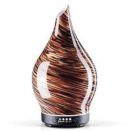 Porseme 150ml Essential Oil Diffuser Glass Color Changing Aroma Air Diffusers Aromatherapy Ultrasonic Cool Mist Humidifier 6 Running Hours Waterless Auto-Off for Sleeping Yoga Office Spa (Dark Golden)