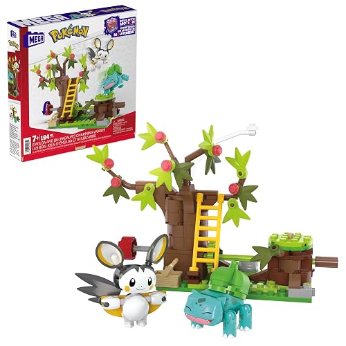 Mega Pokémon Emolga y Bulbasaur en el Bosque Encantador 188 Bloques de construcción con Movimiento y 2…