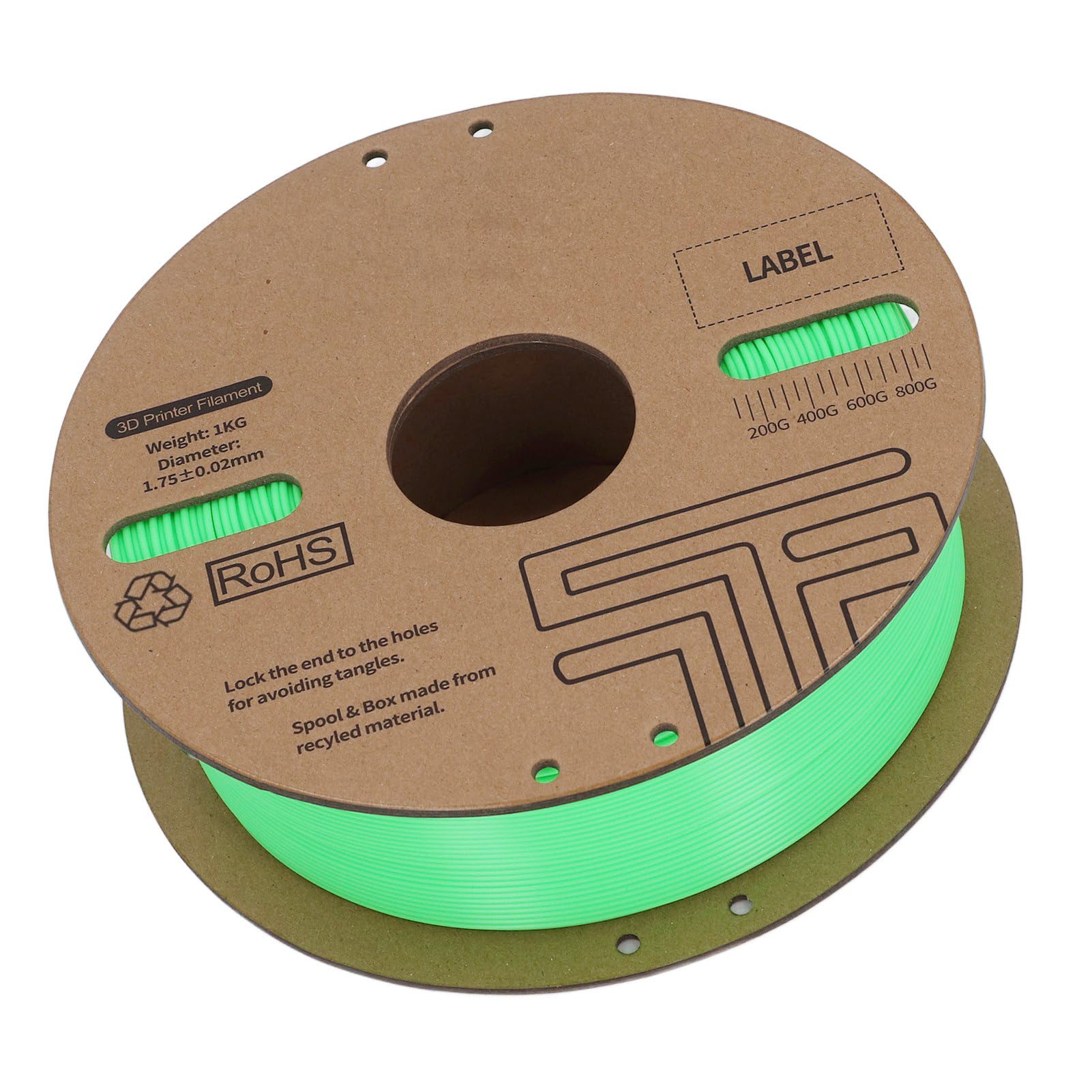 Green PLA Filament 1.75mm, High Speed 3D Printer Filament bis 600mm/s, Hohe Genauigkeit ±0.02mm, Für Ender 3 CR10, 1kg Spule
