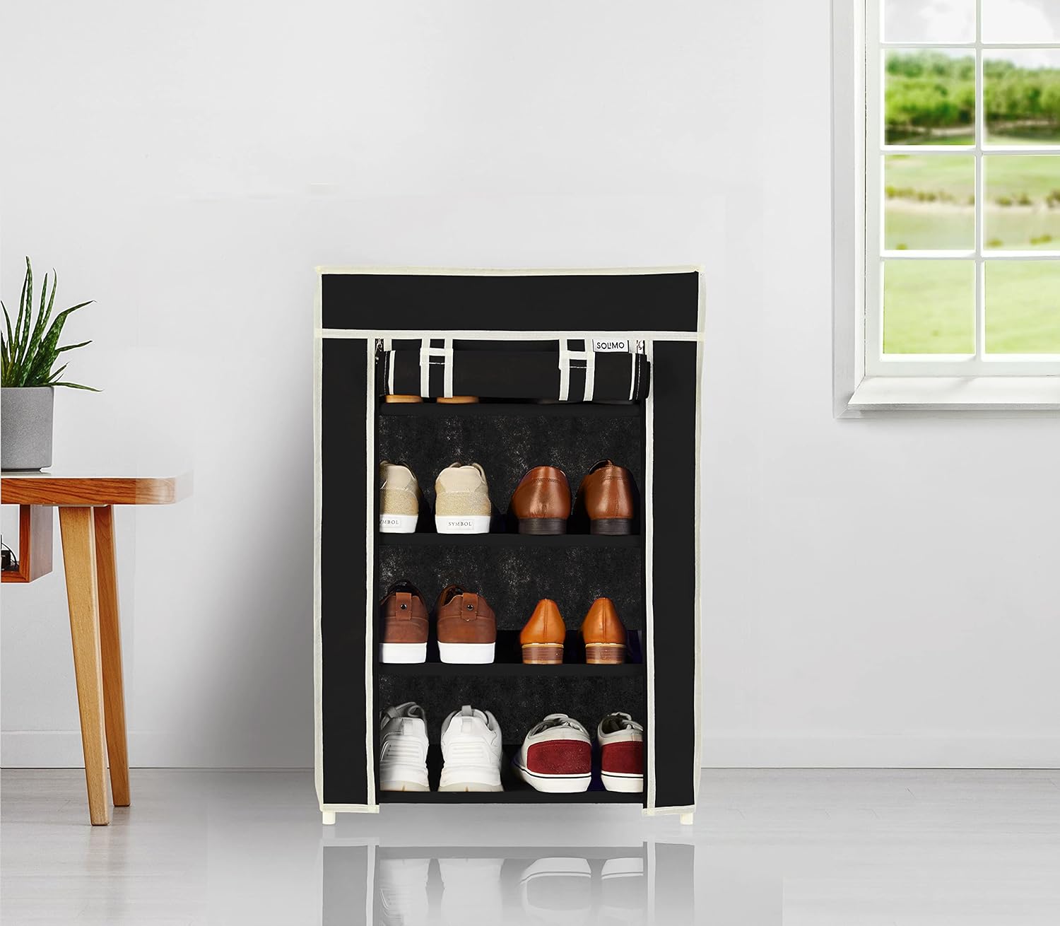 Amazon Brand – Solimo Alloy Steel Foldable Shoe Rack, 4 Layer, Black, Premium, 30.6 X 53. X 81. Cm offers donot miss