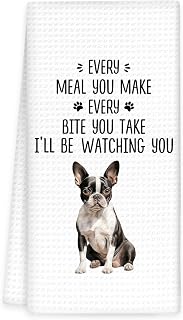 Boston Terrier Gifts Dog Kitchen Towels, Gifts for Boston Terrier Lovers Hand Towels, Every Meal BostonTerrier Dog Dish Tea Towels for Kitchen, BostonTerrier Kitchen Decor, 16x24In