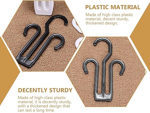 Miniatura 8 de Paquete de 24 perchas de plástico negro para secado de zapatos, gancho de exhibición de zapatos, zapatero multifuncional con doble gancho, colgador