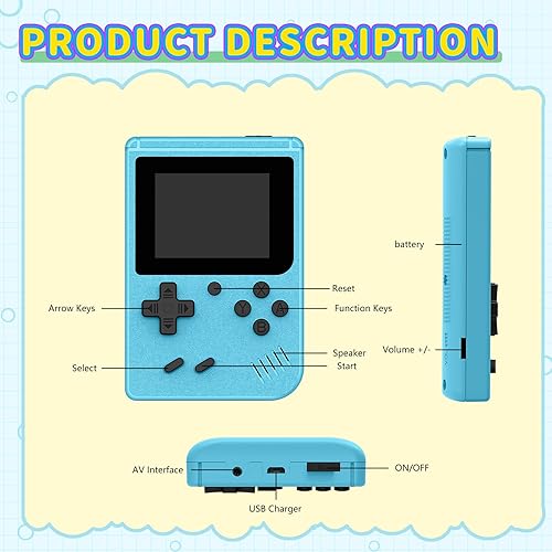 Miniatura 6 de Consola de juegos retro, consola de videojuegos portátil con pantalla IPS de 3.0 pulgadas y 400 videojuegos clásicos precargados, mini consola de