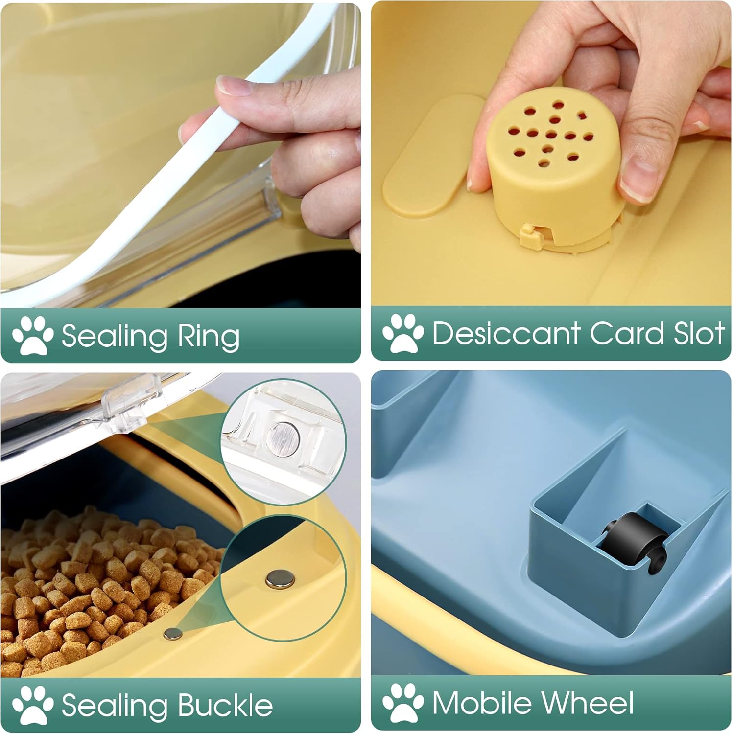 Pet Supplies : Collapsible Dog Food Storage Container, Dog Food Container 30 LB, Airtight Pet Food Storage Container with Folding Bowl, Measuring Cup, Scoop & Wheels, 50 Lb Kitchen Food Storage Bin for Dog Treats : 