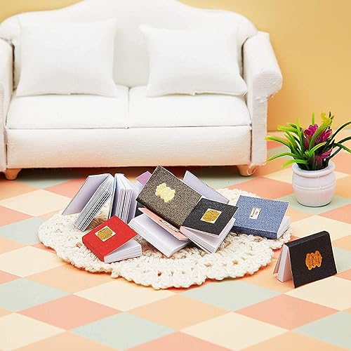 Miniatura 4 de 12 piezas a escala 112 libros en miniatura para casa de muñecas en miniatura, mini libros, accesorios de decoración, suministros de juguetes para
