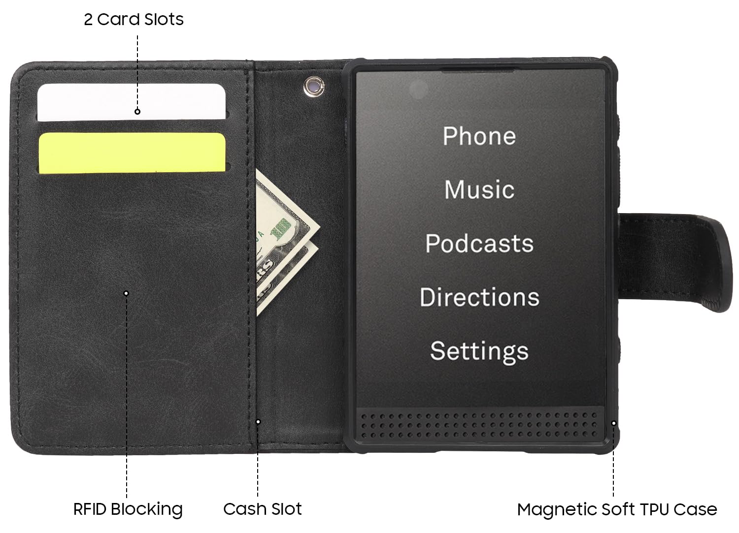 Nakedcellphone Combo de funda y cartera para Light Phone III, funda resistente (compatible con MagSafe) y tarjetero plegable - Naranja
