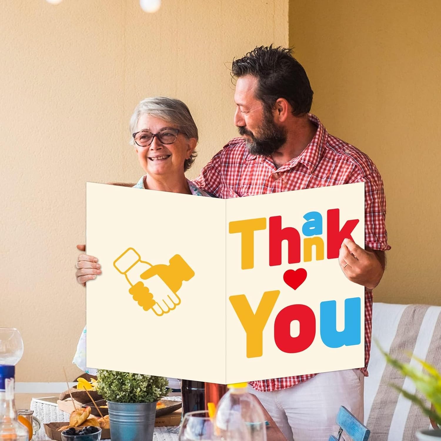 Jumbo Thank You Greeting Card with Envelope Giant Thank You Cards Big Huge Greeting Appreciation Gratitude Card for Birthday Party Classroom Teacher New Year Christmas Gift Large 14 x 22 Inch