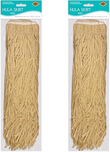 Miniatura 3 de Beistle Paquete de 2 mini faldas hula para adultos, accesorios de disfraz hawaiano y atuendo temático tropical, mini atuendo de hierba Luau de papel