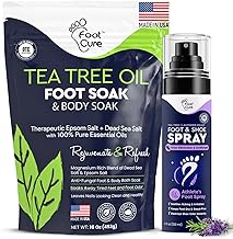 Foot Cure Tea Tree Oil Foot Soak with Epsom Salt & Lavender Foot Odor Spray, Shoe Deodorizer for Smelly Feet