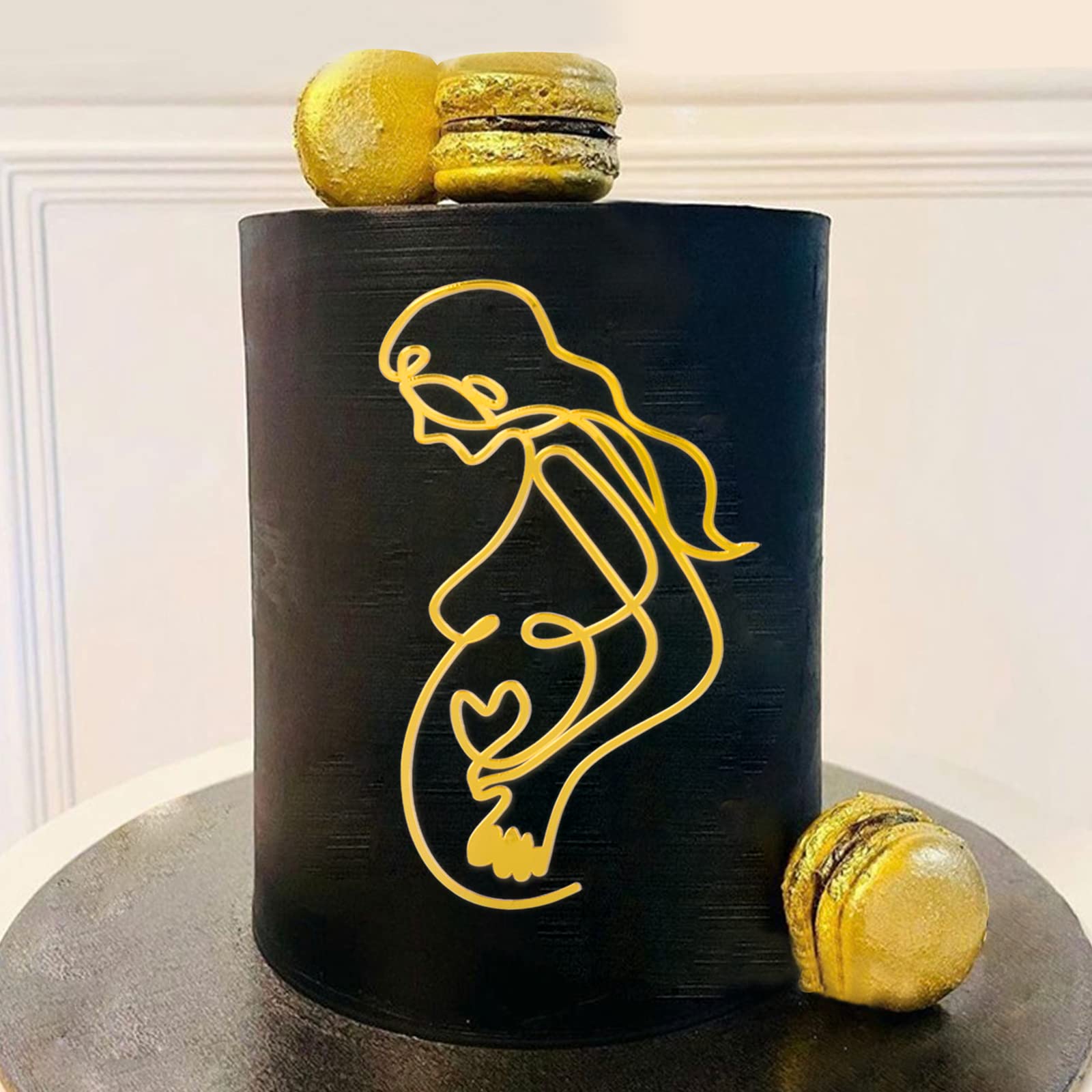 Topper per torta con donna incinta, in acrilico, con silhouette di donna incinta, decorazione per torta di buon compleanno, per feste di future mamme in attesa, festa per future mamme (5 pezzi