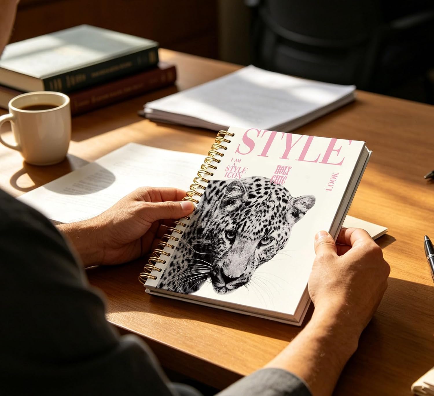 Cheetah Print Spiral Journal Notebook for Women, Leopard Print Office Supplies, Cheetah Gifts for Women, Hardcover Spiral Notebook Journal 5.5x8.3 Inch image 3