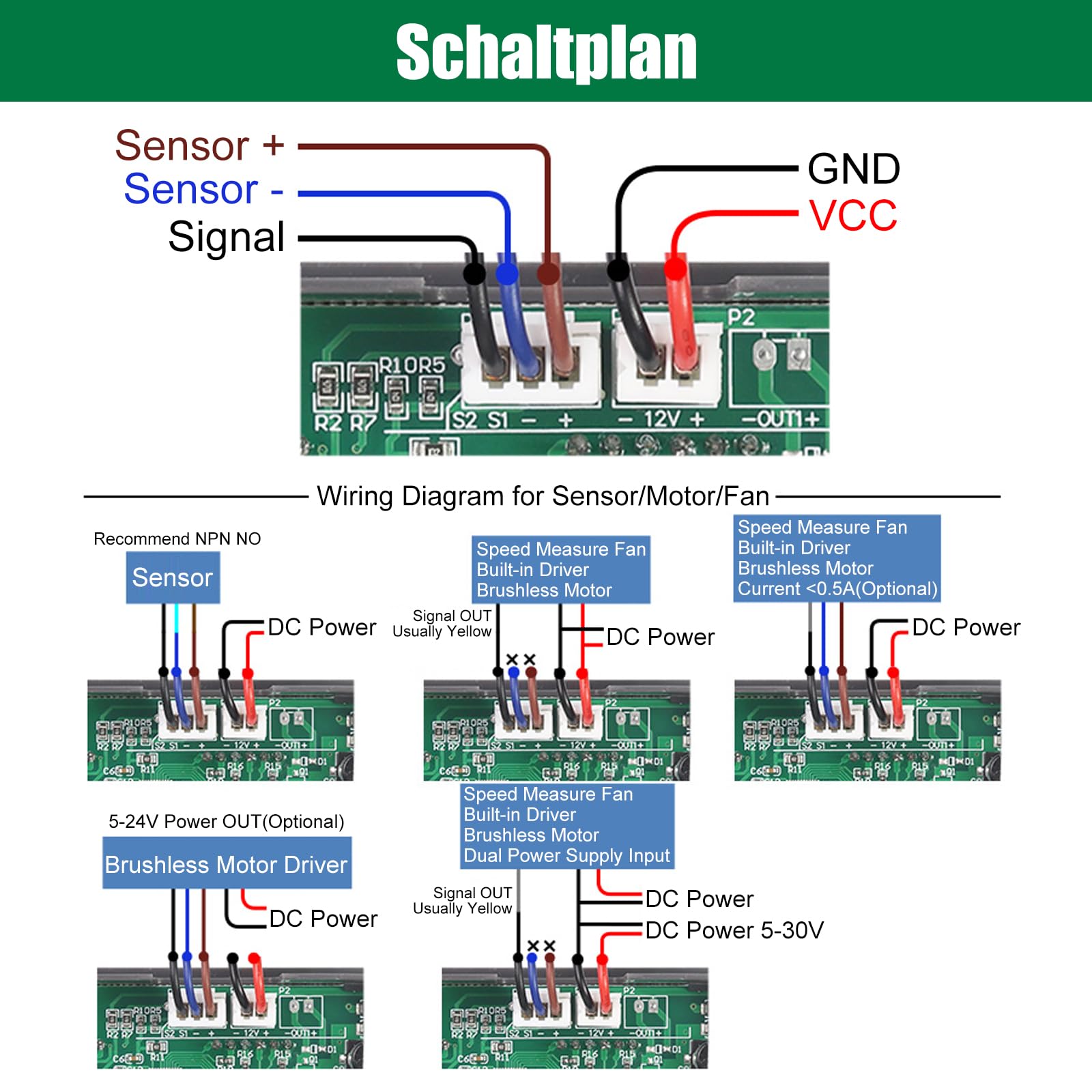 5-Bit Digitaler LED Drehzahlmesser, DC 5V-30V Drehzahll Messgerät, Motor-Tachometer, mit Unterstützung von Drehzahl/s-Modus, Frequenzteilung und Filterfunktion, Drehzahlmesser mit Hall-Nahfeld