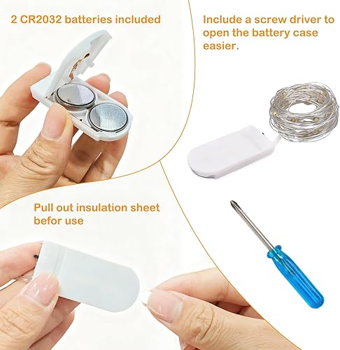 Miniatura 9 de ZNYCYE Guirnalda de 50 luces LED con temporizador, 8.2 pies, 8 modos, funciona con pilas, paquete de 6 mini luces LED para bricolaje, boda,