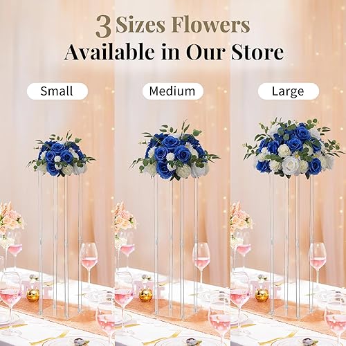 Miniatura 5 de NUPTIO Bolas de flores para centros de mesa de boda, 6 piezas de 13.8 pulgadas de diámetro, arreglo de bolas de flores falsas, centros de mesa de