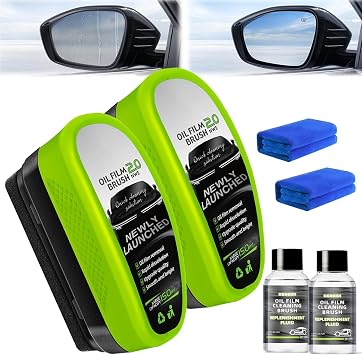 Automotive Oil Film Cleaning Brush for Car Windows, Glass Oil Film Remover for Car,2026 Upgrade 2.0 Cleaning Doard, 150ml Universal clear vision windshield cleaner ,Prevents Rain and Fog.