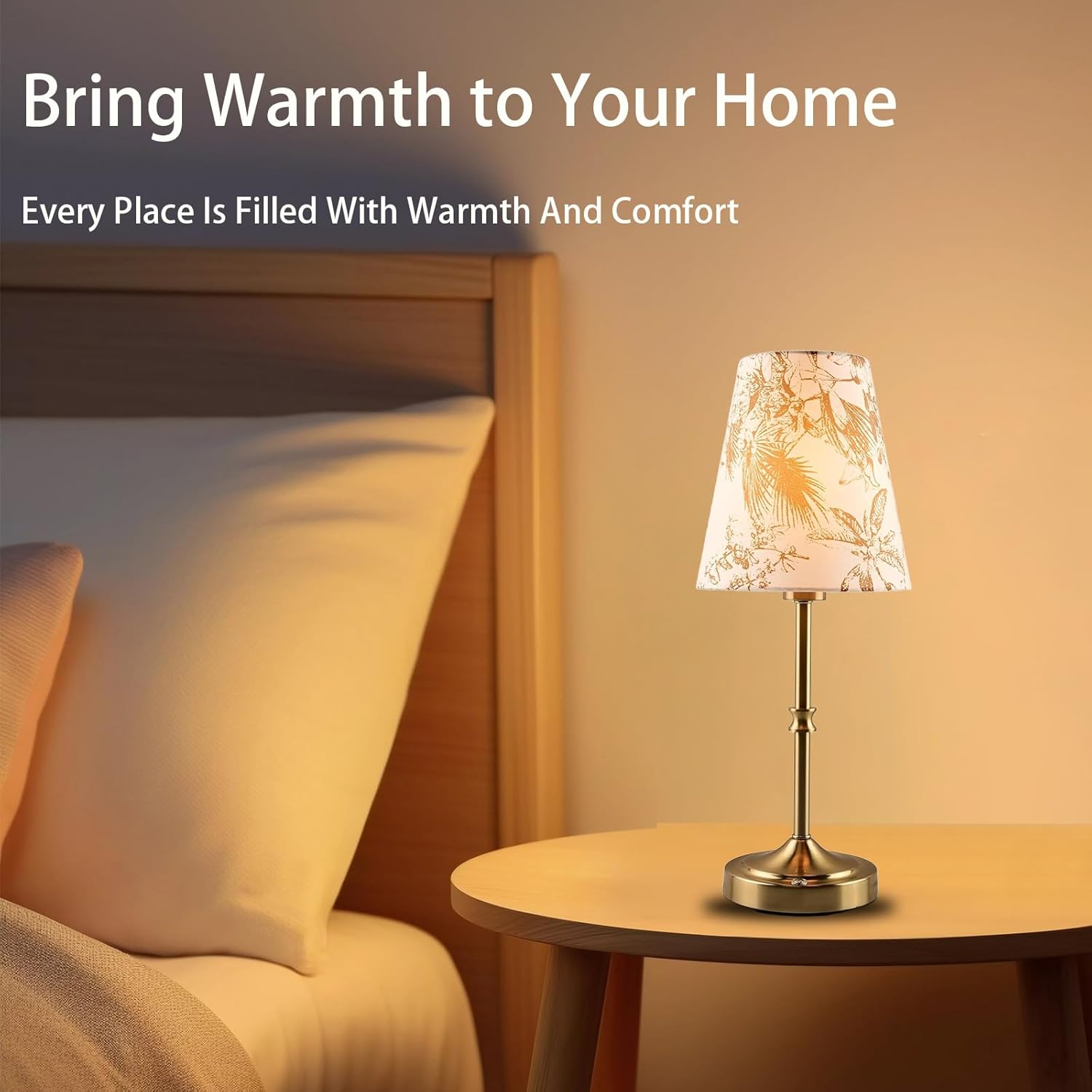 Table Lamps, Rechargeable Table Lamp - Wireless Desk Lamp with Fabric Shade, 3 - Level Warm Light, 24 - Hour Runtime for Home & Office