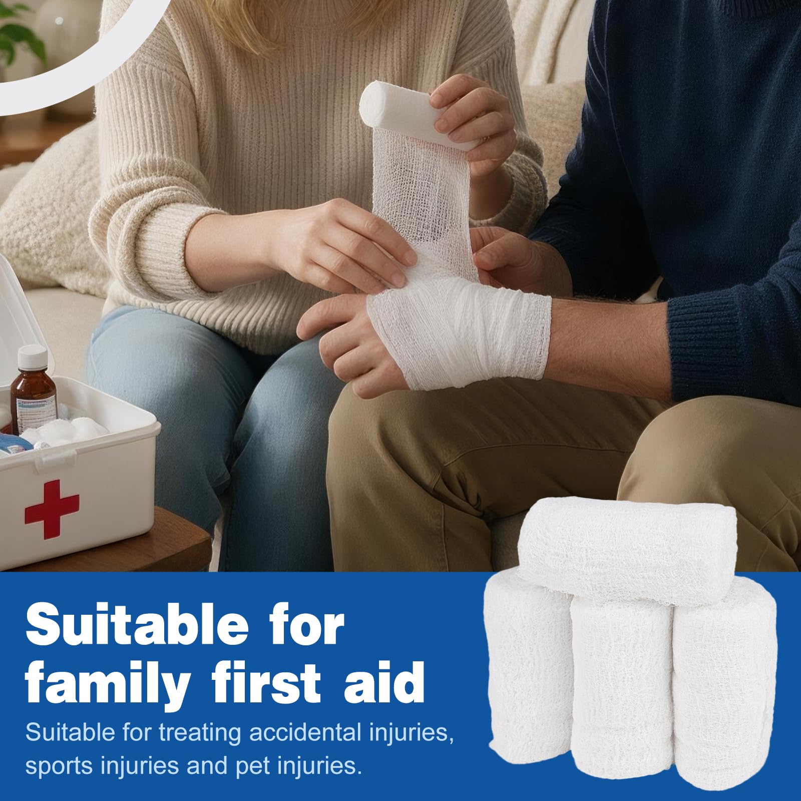 AZEN 8 Pack Krinkle Gauze Rolls, 4 in x 3.2 Yards, 6-Ply 100% Cotton Bandage Wrap, Latex-Free Individually Wrapped, Highly Absorbent Wound Dressing for First Aid — Amazon image 6