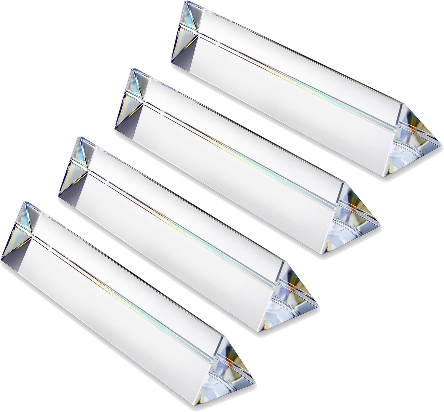 4pcs 6 inch Clear Optical Lens Glass Triangular Prism for Photography