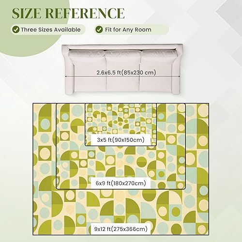 Miniatura 2 de Retro Geometric Abstract 1970s Super Graphic Style Design Chartreuse Area Rug Outdoor Patio Rug Play Mat Modern Floor Carpet Non-Slip Home Decor