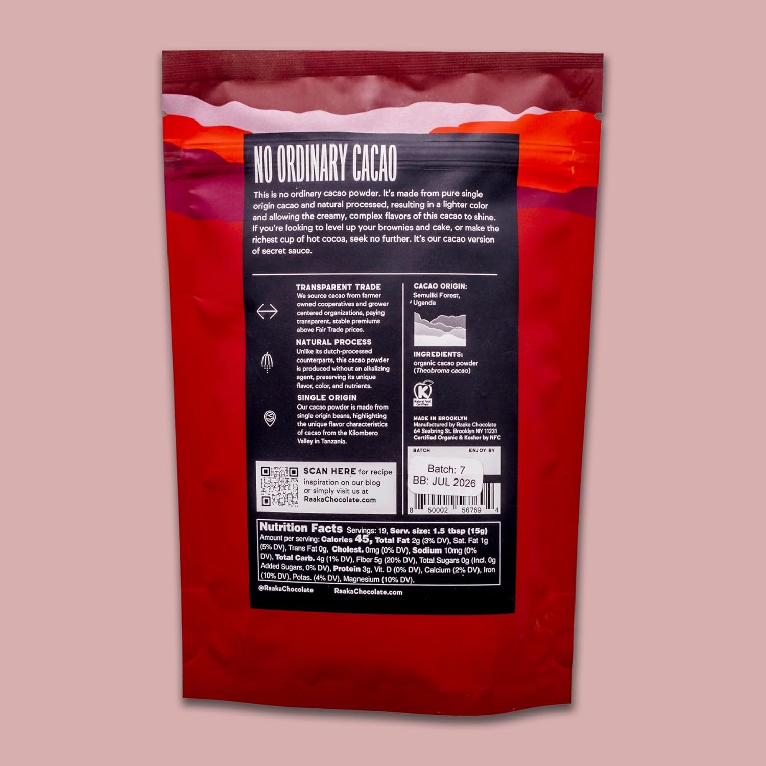 Chocolate Organic Cacao Powder - Unsweetened, Non-Alkalized,