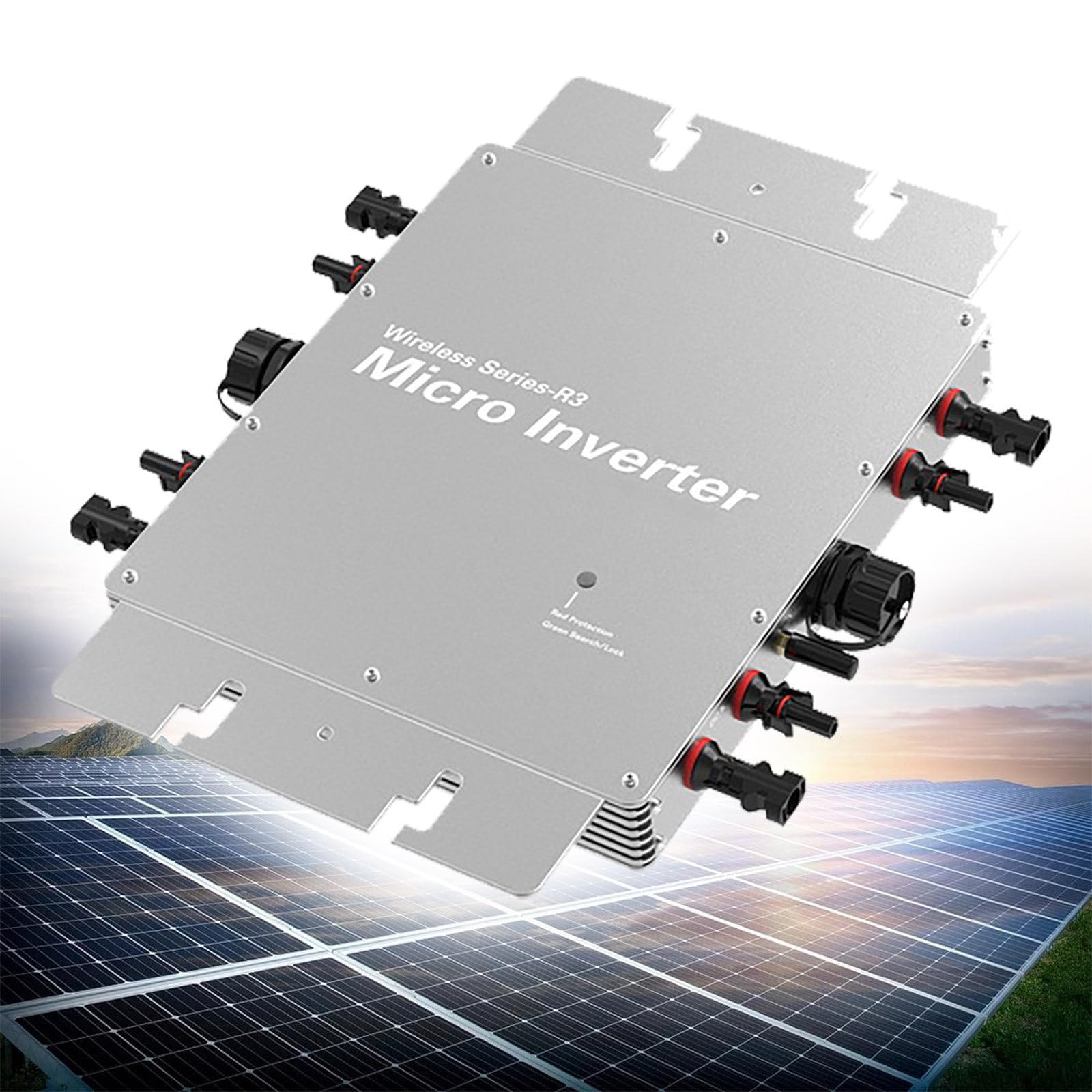 Inversor 1600W con WiFi y App Inversor Solar Microinversor Impermeable IP65, para 4 Paneles Solares, Inversor Planta Electrica Balcón