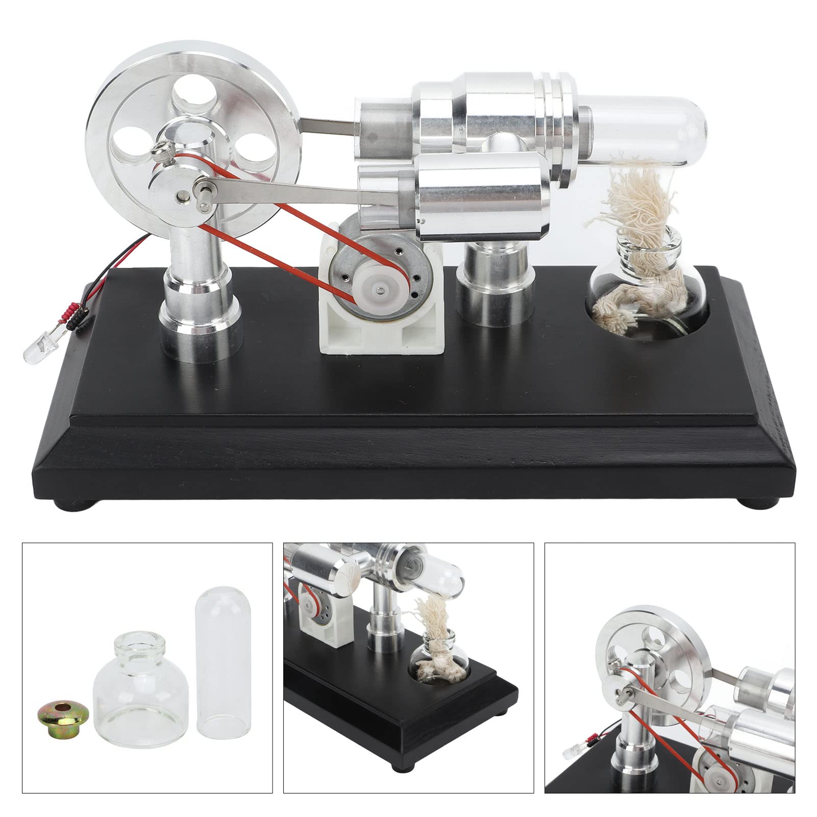 Modello Motore Stirling Engine Design Raffinato con LED Multicolori per Progetti di Scienze Educative Acciaio Inossidabile 1 unità
