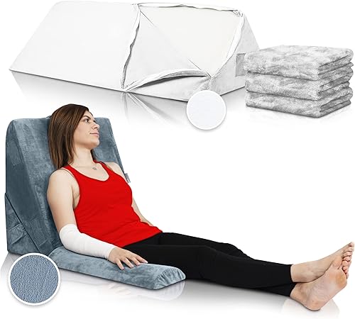 Lunix Juego de 3 almohadas ortopédicas de cuña para cama, espuma viscoelástica poscirugía para aliviar el dolor de espalda, piernas y rodillas.