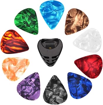 Bulk Guitar Picks | 10Pcs Multicolor Guitar Picks Acoustic Guitar Picks Portable Finger Picks Electric Guitar Picks with Pick Holder - for Acoustic, Electric and Bass Guitar