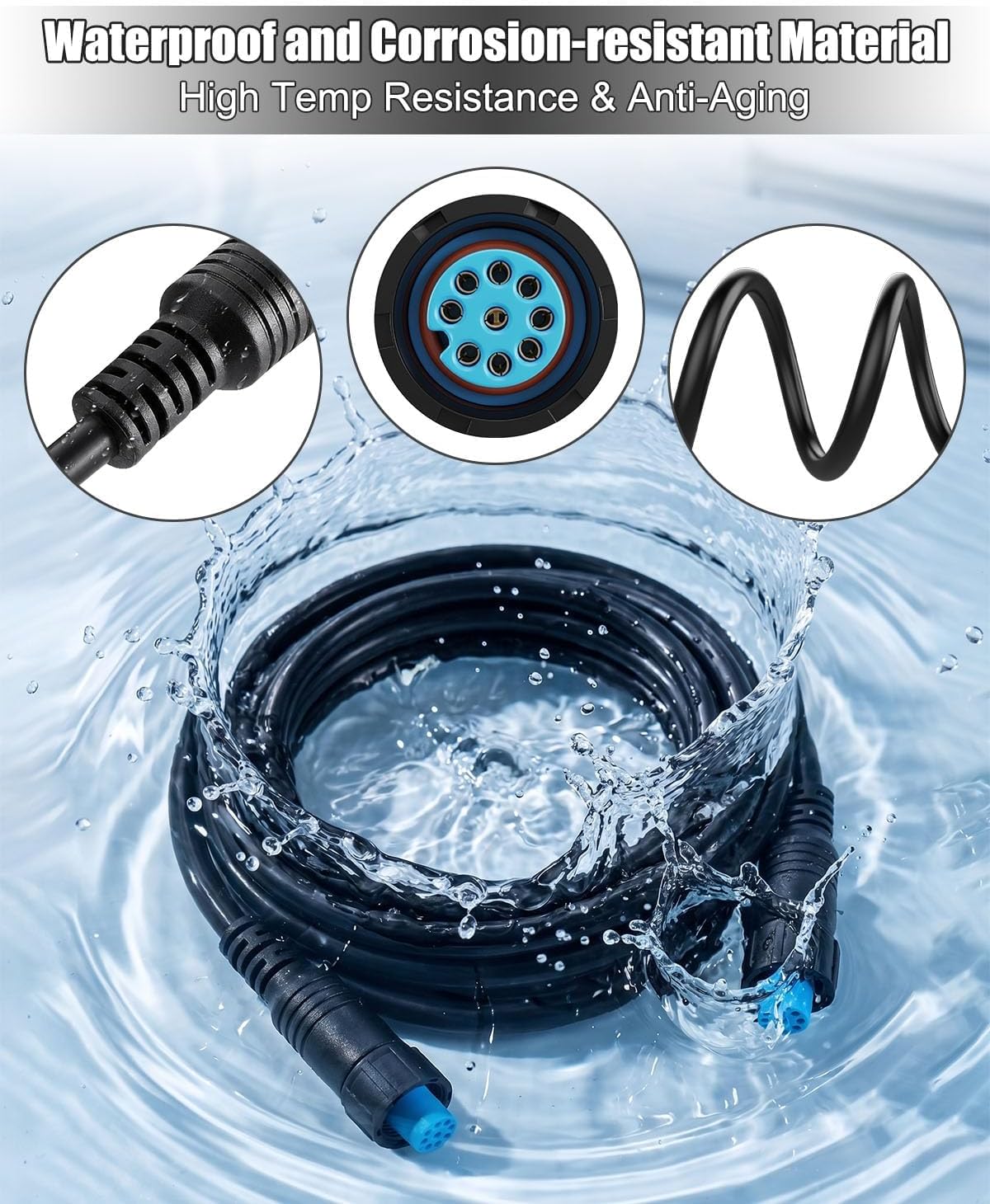 6ft Marine Network Cable with Small Connector Replace 010-12528-30 | Compatible with Garmin GC 200 GLS 10 GMR Fantom 124/126/54/56 GXM 53/54 Panoptix LiveScope