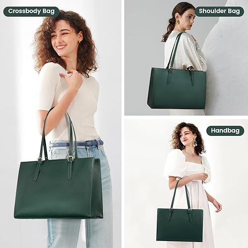 Miniatura 7 de LOVEVOOK Bolsa para laptop para mujer, bolsa de mano de gran capacidad, juego de bolso de hombro de cuero, maletín de trabajo profesional para