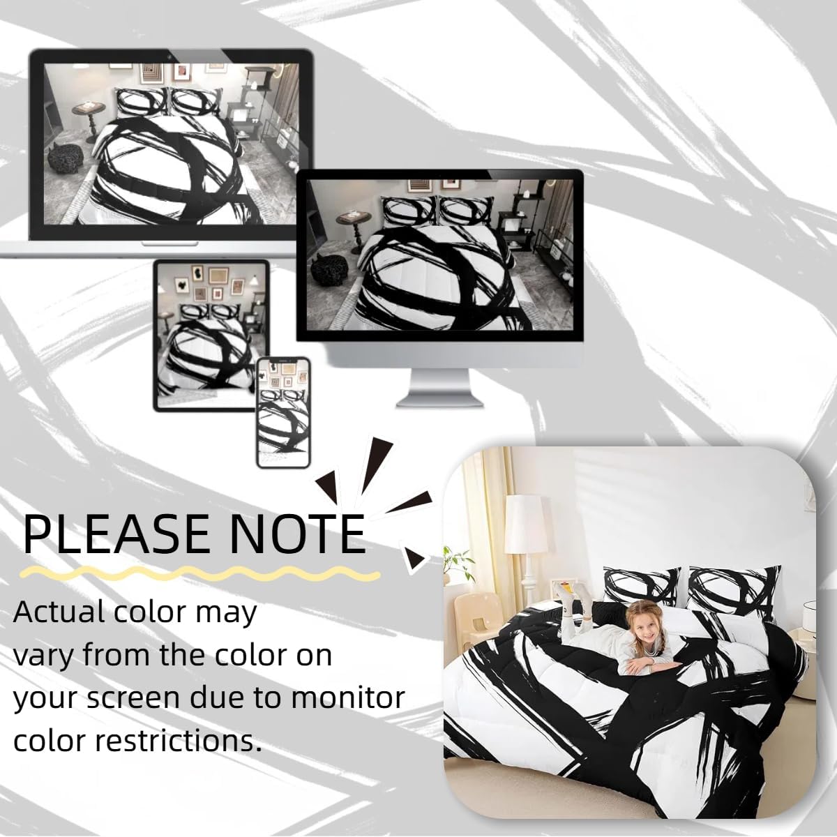 Black and White Abstarct Comforter Set Twin Size for Kids Boys Girs,Graffiti Stripes Lines Bedding Set,Aesthetic Geometric Duvet Insert for Minimalists,Contemporary Boho Modern Art Quilt