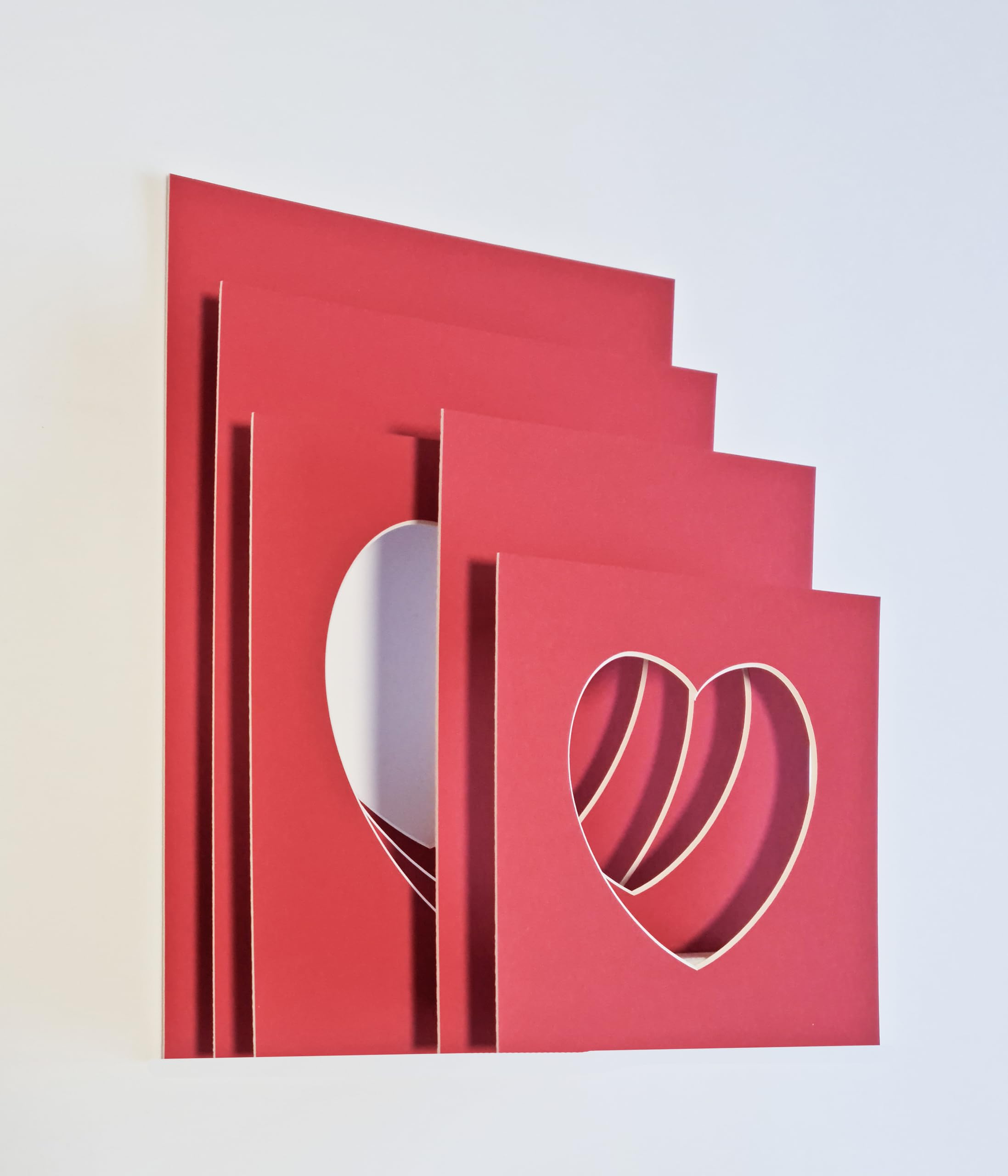 Five Pack of Heart Cut Out Photo Picture Mounts Red (Style 1) Size 8x10" fit 6x6"