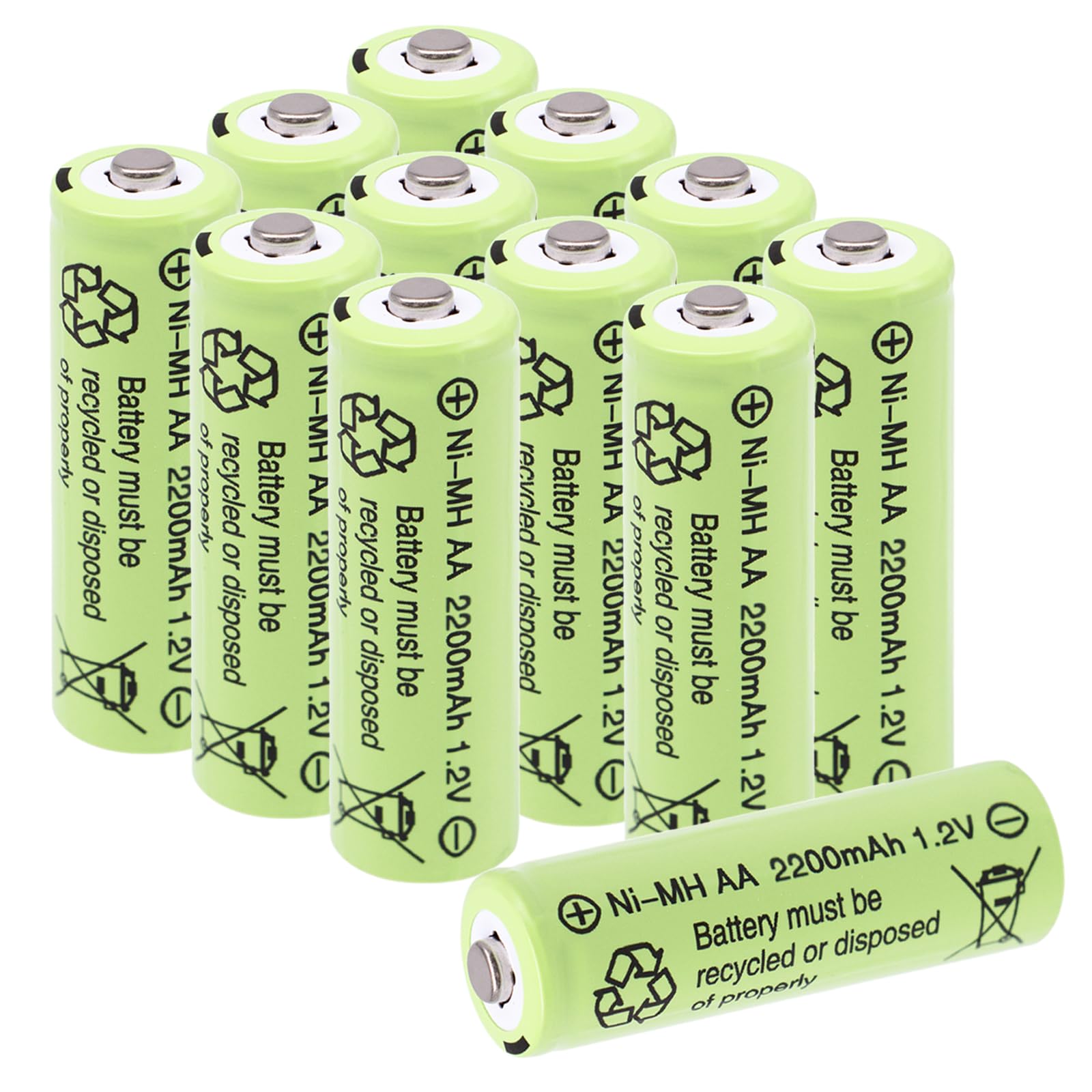 Lombaour AA 2200mAh NiMH Rechargeable Batteries 12 Pack